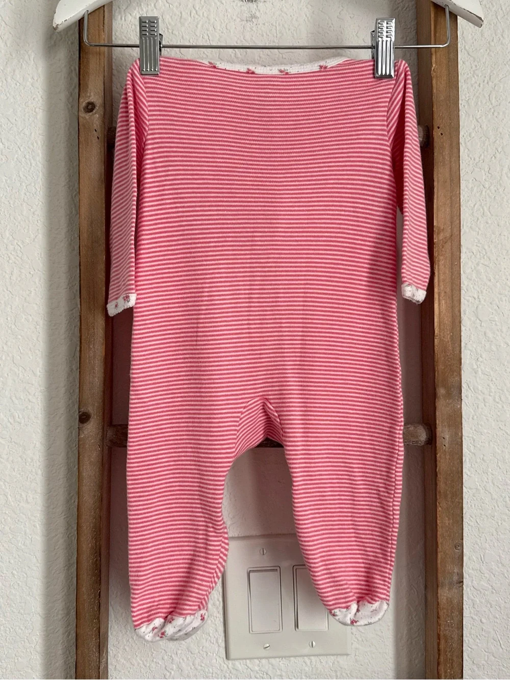 Carter’s Floral Heart Striped Zip Up Footie Sz: 6M